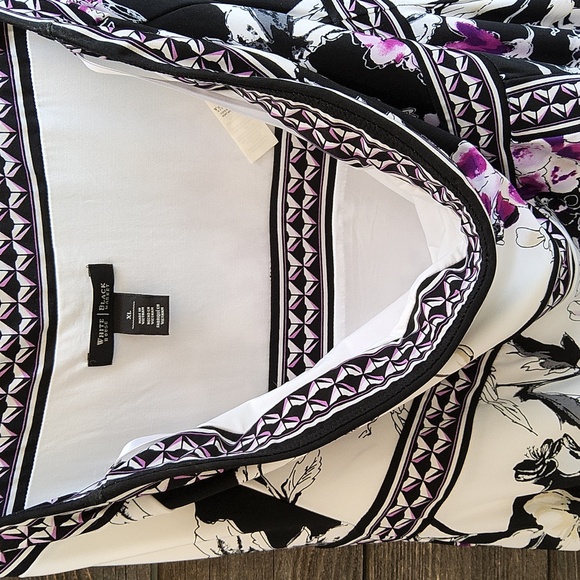 White House Black Market Black and Purple Floral Strapless Dress Size XL - Picture 11 of 12